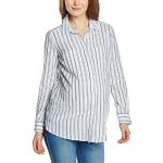 New Look Maternity Women's Rhonda Stripe Long Sleeve Maternity Shirt, Blue (White Patterned), 14
