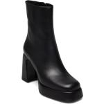 New Plateau Bootie Square Shoes Boots Ankle Boots Ankle Boots With Heel Black Apair