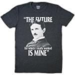 Nikola Tesla The Future Is Mine Mens T-Shirt, Vintage Slate, Large