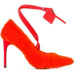 Off-White textured style ankle strap pumps - Orange