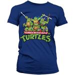 Teenage Mutant Ninja Turtles Offizielles Lizenzprodukt Turtles Distressed Group Frauen T-Shirt (Marineblau), Small