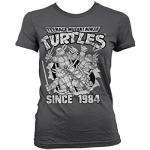 Officially Licensed Merchandise TMNT - Distressed Since 1984 Girly Tee (D.Grey), Large