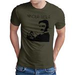 Om3 - Nikola Tesla - T-Shirt Physics Power Nerd Elektric Geek Energie Emo, M, Olive
