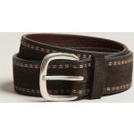 Orciani Suede Stitched Belt 3,5 cm Dark Brown