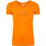 Naisten Oranssit Vintage-tyyliset Polyamidista valmistetut Tencel - Koon S Lyhythihaiset Ortovox O -kaula-aukkoiset Logo-t-paidat 