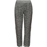 Pants W. Lace And Leopard Stribe Bottoms Trousers Straight Leg Grey Coster Copenhagen