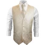 Paul Malone wedding waistcoat Set champagne 5pcs tuxedo vest + Neck Tie + Plastron + Hanky + 2 cufflinks size 5XL