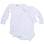 Petit Bateau long sleeve body double pack, white, 3 months