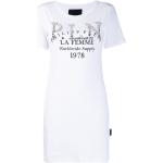 Naisten Valkoiset Rock-tyyliset Lyhythihaiset Philipp Plein O -kaula-aukkoiset Logo-t-paidat 