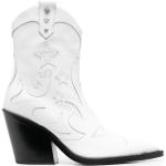 Naisten Valkoiset Vasikannahkaiset Koon 41 Teräväkärkiset Slip on -malliset Philipp Plein Tolppakorko Cowboy-bootsit alennuksella 