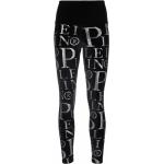 Philipp Plein Velvet logo-print high-waisted leggings - Black