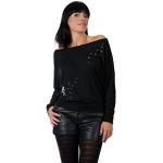 Pixy Dust Fairy off shoulder Long Sleeve top for Ladies handprinted by 3Elfen, black grey M, Clothing