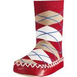 Playshoes Girls Slipper Socks, Moccasins, House Shoes, Plaid Socks, Red, 3 Years (Manufacturer Size:23-26/3-4 Years)