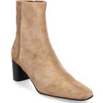 Praia Hazelnut Suede Shoes Boots Ankle Boots Ankle Boots With Heel Beige ATP Atelier