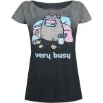 Pusheen T-paita - Very Busy - S- 4XL - varten Naiset - Tummanharmaa