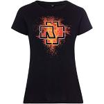 Rammstein women's T-Shirt, Lava logo, official band merchandise, fan shirt, black, with multicoloured front and back print - Black , size: l