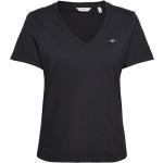 Naisten Mustat Koon M Lyhythihaiset Gant Shield V -kaula-aukkoiset V-aukkoiset t-paidat 
