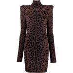 Roberto Cavalli leopard-print high neck mini dress - Brown