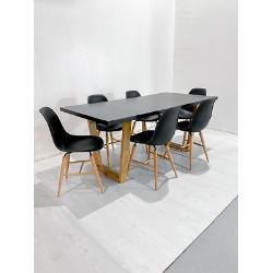 Romona pöytä + 6kpl Glostrup tuoli musta