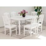 Ruokailuryhmä 100x100-139 cm + tuolit Per 6 kpl, valkoinen