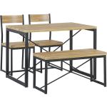 Ruokapöytä ja 2 tuolia ja penkki 110 x 70 cm vaaleanpuu/musta FLIXTON