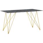Ruokapöytä marmori efektillä / musta / kultainen 140x80cm KENTON