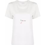 Naisten Vaaleanharmaat Ekologisesti tuotetut Lyhythihaiset Saint Laurent Paris Rive Gauche O -kaula-aukkoiset Logo-t-paidat 