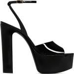 Naisten Mustat Seksikkäät Vasikannahkaiset Koon 42 Avokärkiset Soljelliset Saint Laurent Paris Platform-kengät 