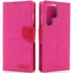 Vaaleanpunaiset Farkkukankaiset Samsung Galaxy S22 Ultra-kotelot 