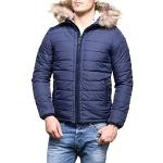 Schott NYC Men's Rocky 2 Quilted Hooded Long Sleeve Jacket, Blue (Navy), Small