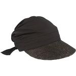 Seeberger Women's Sun Hat, Straw / Fabric Cap - Black (Black 10)