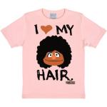Sesamestreet Kids T-Shirt - I Love My Hair Childrens Short Sleeve - LOGOSHIRT Crew Neck T-Shirt - pink - Licensed original design - High quality, Size 48.03/52.76 inches, 7-9 years