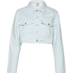 Short Jacket - Swirl Check Print Farkkutakki Denimtakki Sininen Barbara Kristoffersen By Rosemunde