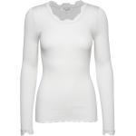 Silk T-Shirt W/ Lace T-shirts & Tops Long-sleeved Valkoinen Rosemunde Ehdollinen Tarjous