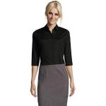 SOL 'S Ladies Effect 3/4 Sleeve Stretch Shirt Dress (Size: L, Color: Black