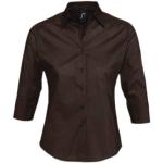SOL 'S Ladies Effect 3/4 Sleeve Stretch Shirt Dress (Size: M, Colour: Dark brown