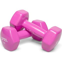 Spri Dumbbell Vinyl 5,5Kg/12Lb Pair Sport Sports Equipment Workout Equipment Gym Weights Pink Spri