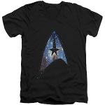 Star Trek - Herren Galactic Schild mit V-Ausschnitt T-Shirt, X-Large, Black