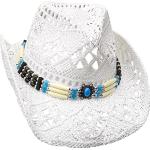 Cowboy Hat Straw Western Hat with Strips White Size 52/56