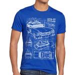 style3 ECTO-1 Blaupause Herren T-Shirt geisterjäger, Größe:XL, Farbe:Blau