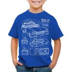 style3 ECTO-1 Blaupause Kinder T-Shirt geisterjäger, Farbe:Blau, Größe:128