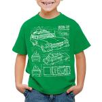 style3 ECTO-1 Blaupause Kinder T-Shirt geisterjäger, Farbe:Grün, Größe:128
