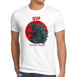 style3 Gojira T-Shirt Herren Kaiju Japan Nippon Tokio Tokyo, Größe:3XL, Farbe:Weiß