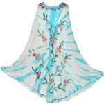 Summer Dress floral pattern turquoise white Viscose Dress Women Sundress