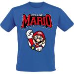 Miesten Siniset Koon M Super Mario Bros. Mario O -kaula-aukkoiset Puuvillabändi-t-paidat 