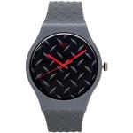 Swatch Men's 41mm Grey Silicone Band Plastic Case Quartz Black Dial Analog Watch SUOM102