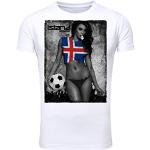 Legendary Items Herren T-Shirt EM 2016 Sexy Girl Frau Fußball Europameisterschaft Vintage Island Iceland weiß XL
