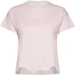Embroidered Butterflies T-Shirt T-shirts Short-sleeved Vaaleanpunainen Mango Ehdollinen Tarjous