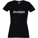 Black Dragon - T-Shirt Damen - Party - Funshirt - Fasching - Freizeit V-Ausschnitt schwarz - Streetfighter - XL