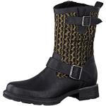 Tamaris Trend Boots Unlined Boots Black with Edged Knitted Shaft 1-25078-23 091 Black Gold, Multicoloured Black Gold 91